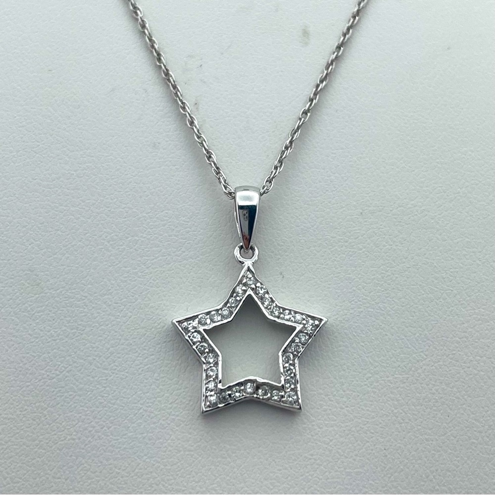 Sterling Silver CZ Star Pendant Necklace on 925 Chain